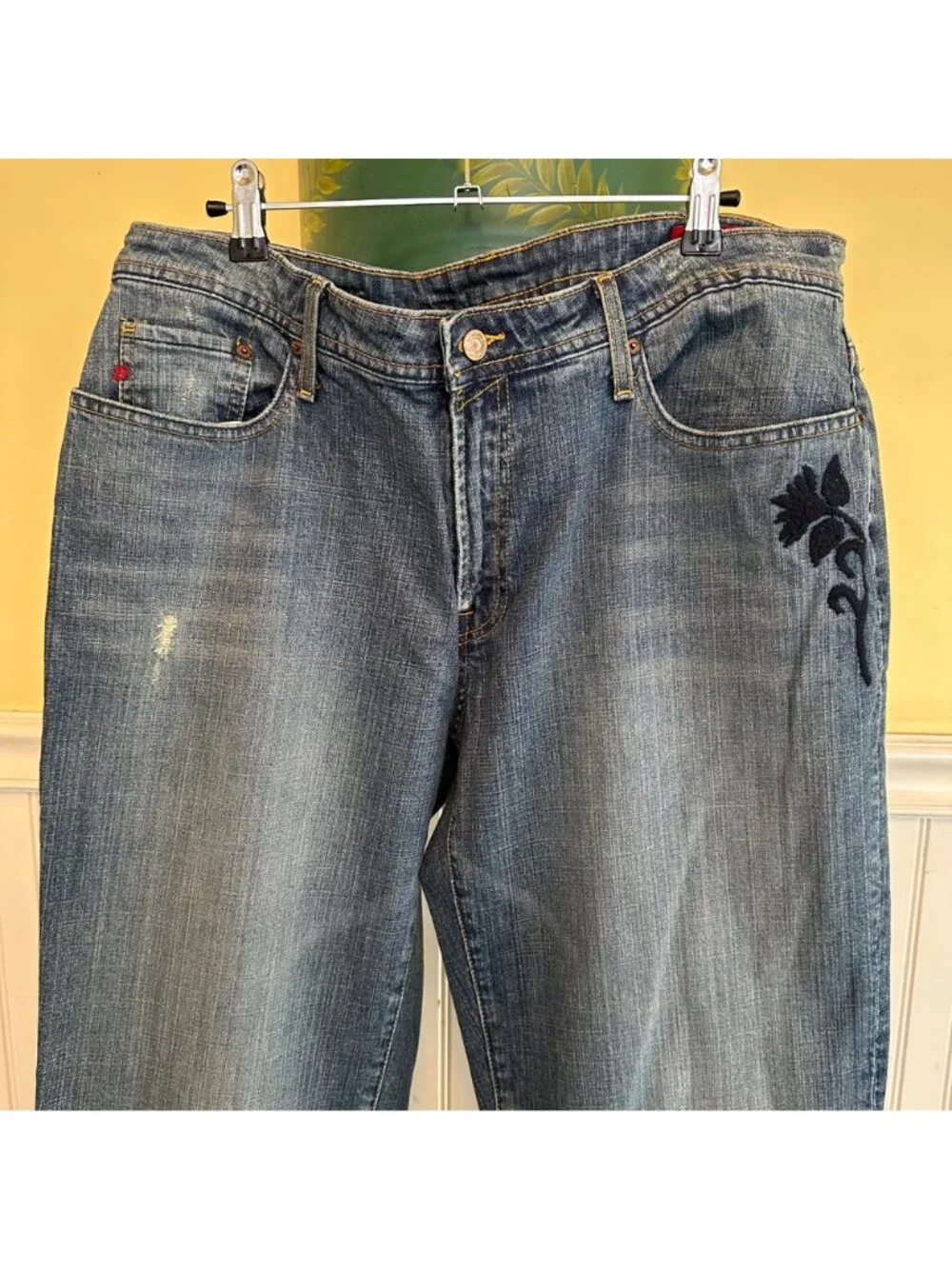 Seven7 Premium Denim Jeans Womens Size 18 Embroidered Blue - Picture 7 of 8